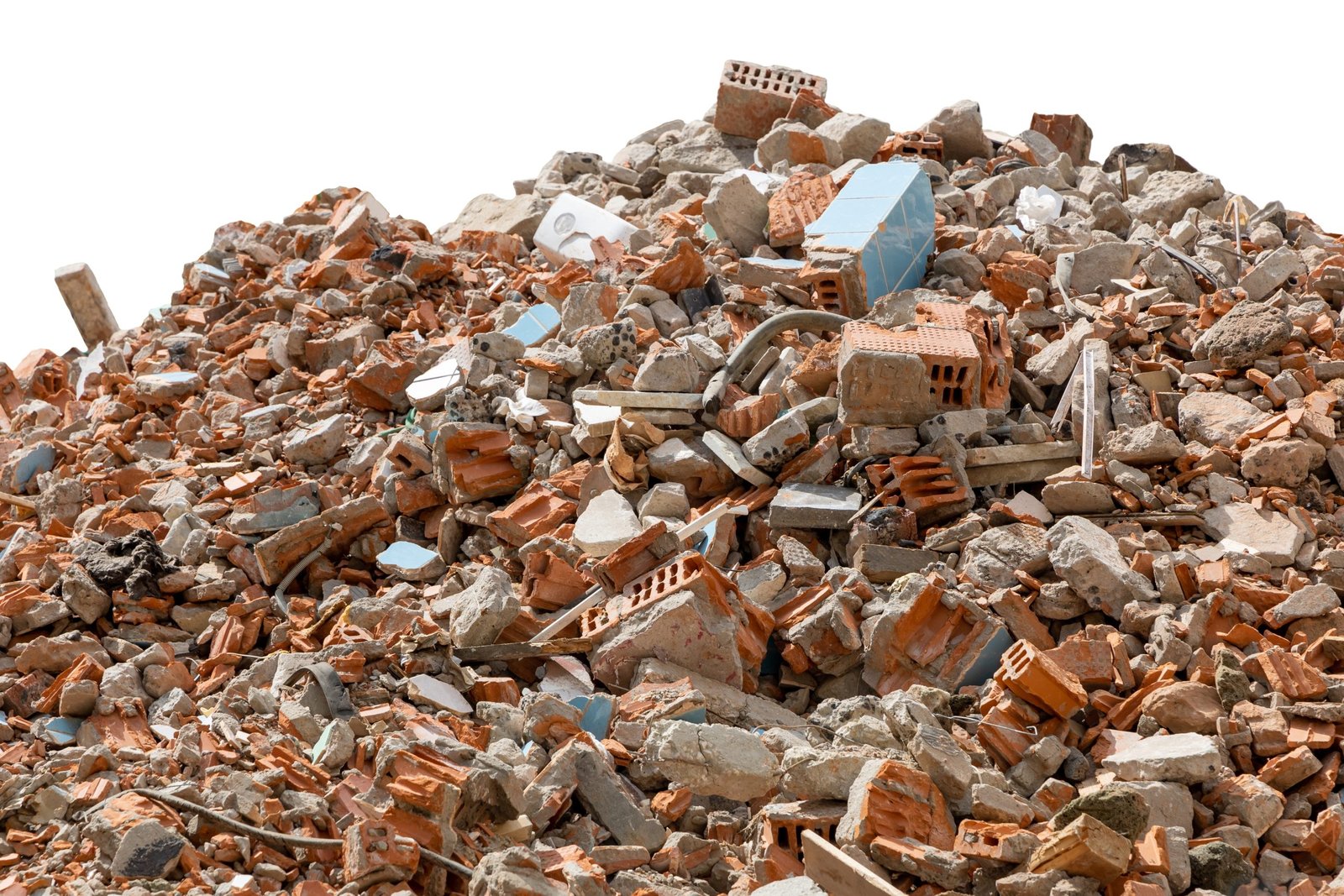 A,Large,Pile,Of,Broken,Red,Bricks,,Fragments,Of,Tiles